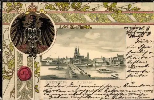 Präge Wappen Litho Dresden Altstadt, Panorama