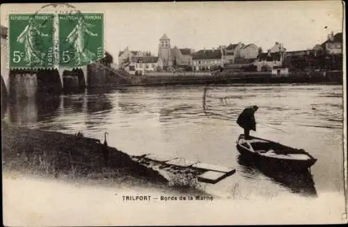 Ak Trilport Seine et Marne, Bords de la Marne