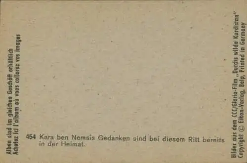 Sammelbild Karl May, Filmszene Durchs wilde Kurdistan, Kara ben Nemsi, Nr. 454