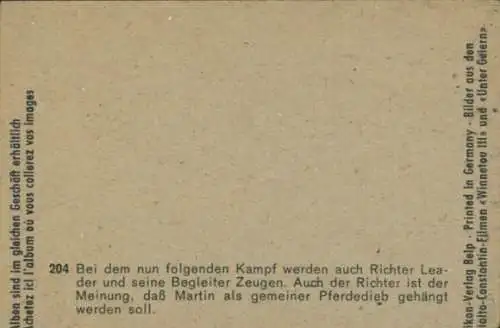 Sammelbild Karl May, Filmszene, Winnetou III, Unter Geiern, Martin, Kampf, Nr. 204