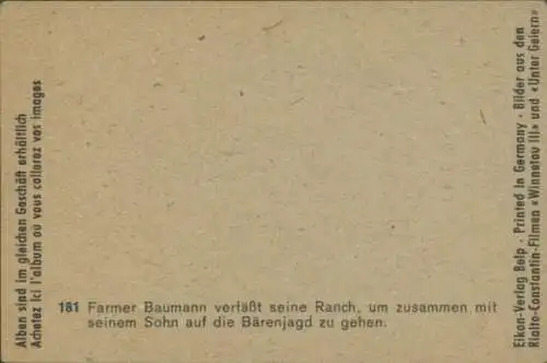 Sammelbild Karl May, Filmszene, Winnetou III, Unter Geiern, Baumann's Ranch, Nr. 181