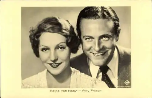 Ak Schauspieler Willy Fritsch und Käthe von Nagy, Portrait, Ufa Film