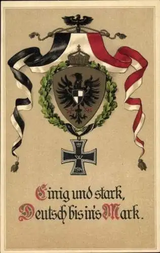 Wappen Ak Einig und stark, Fahne, Eisernes Kreuz