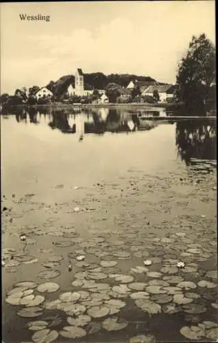 Ak Wessling, Panorama, Wörthsee, Seerosen