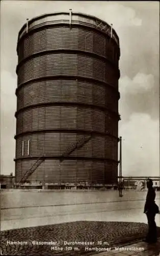 Ak Hamborn Duisburg im Ruhrgebiet, Gasometer, Homborner Wahrzeichen