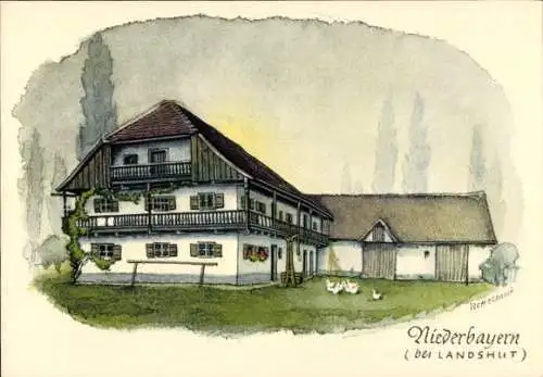 Künstler Ak Nettelhorst, Landshut in Niederbayern, Hof