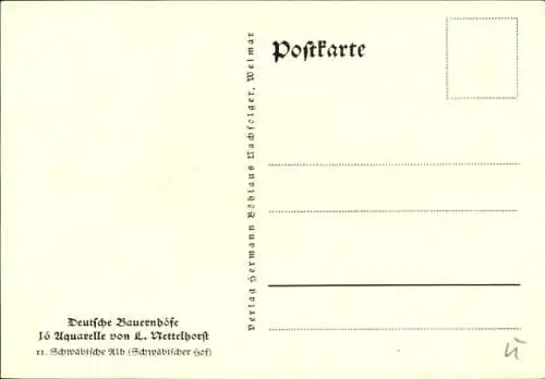 Künstler Ak Nettelhorst, L., Balingen in Baden Württemberg, Fachwerkhäuser, Bauernhof