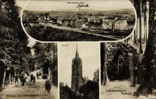 Ak Königsee Rottenbach in Thüringen, Panorama, Bahnhof, Straße nach Paulinzella, Kirche