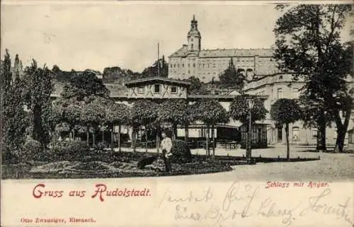 Ak Rudolstadt in Thüringen, Schloss, Anger