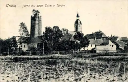 Ak Triptis in Thüringen, Alter Turm, Kirche