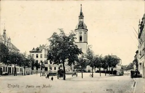 Ak Triptis, Markt, Rathaus, Häuser, Bäume