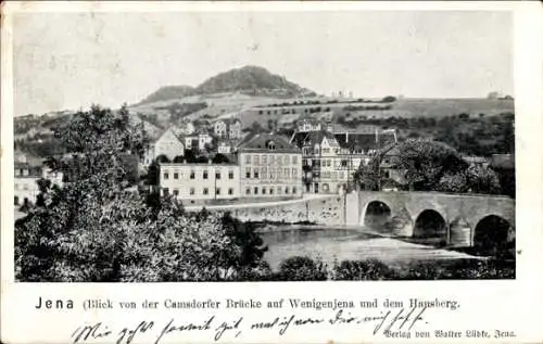 Ak Jena in Thüringen, Camsdorfer Brücke, Weingenjena, Hausberg