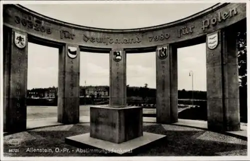 Ak Olsztyn Allenstein Ostpreußen, Abstimmungsdenkmal