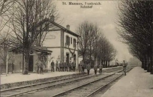 Ak Saint-Masmes Marne, Bahnhof