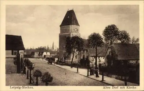 Ak Mockau Leipzig in Sachsen, Altes Dorf, Kirche