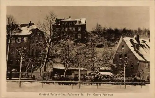 Ak Falkenau Flöha in Sachsen, Gasthof Falkenhöhe, Bes. Georg Pönisch, Winter