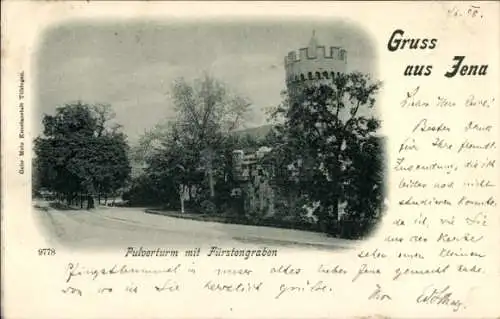 Ak Jena in Thüringen, Pulverturm, Fürstengraben