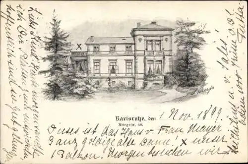 Künstler Ak Karlsruhe in Baden, Villa Kriegsstraße 68