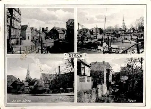 Ak Stade in Niedersachsen, alter Hafen, Fleeth, an der Börne