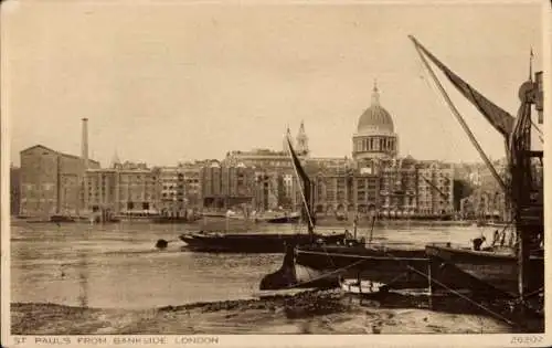 Ak London City England, St. Pauls Kathedrale von Bankside