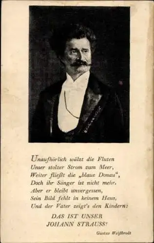 Ak Komponist Johann Strauss, Porträt