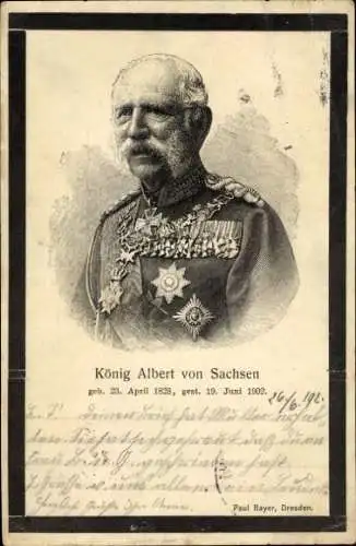 Ak König Albert von Sachsen, geb. 1828, Gest. 1902