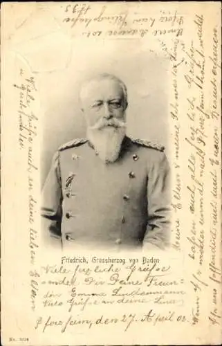 Präge Ak Friedrich, Großherzog von Baden, Porträt