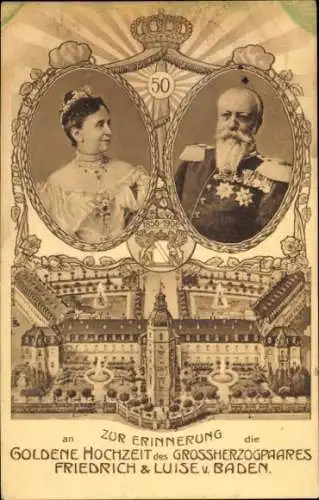 Ak Friedrich und Luise von Baden, Goldene Hochzeit