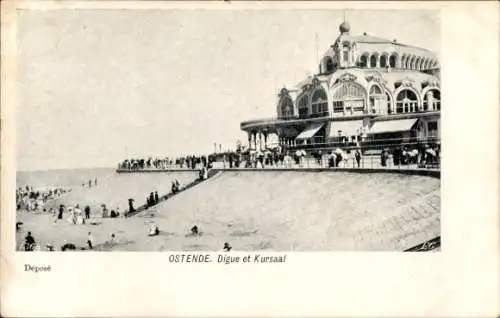 Ak Oostende Ostende Westflandern, Digue et Kursaal