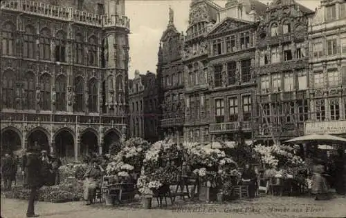 Ak Bruxelles Brüssel, Hauptplatz, Blumenmarkt