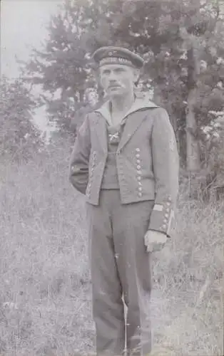 Foto Ak Deutscher Marinesoldat in Uniform, Porträt, Kaiserliche Marine, I. WK