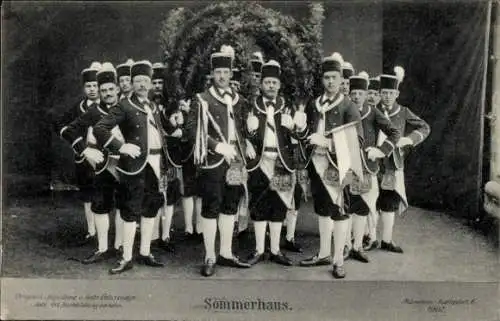 Ak München, Schäfflertanz 1907, Erinnerung an Erlöschen der traurigen Pestkrankheit 1517, Sommerhaus