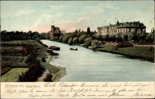Ak Hamburg, Häuser an der Alster