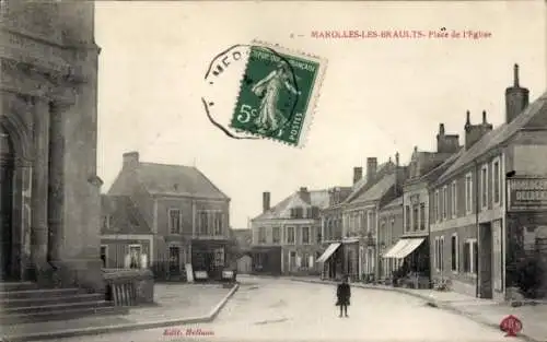 Ak Marolles les Braults Sarthe, Place de l'Eglise