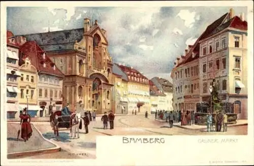 Künstler Litho Mutter, K., Bamberg in Oberfranken, Grüner Markt