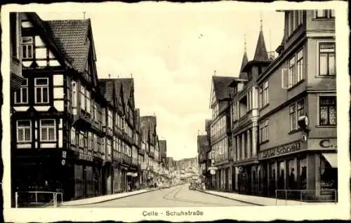 Ak Celle in Niedersachsen, Schuhstraße, Geschäft Ca. W. Schnell, J. H. Dreyer