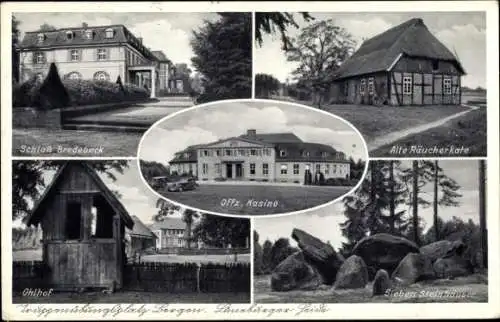 Ak Bergen in der Lüneburger Heide, Schloss Bredebeck, Räucherkate, Ohlhof, Steinhäuser, Offz. Kasino