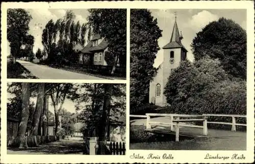Ak Sülze Bergen in der Lüneburger Heide, Teilansichten, Kirche