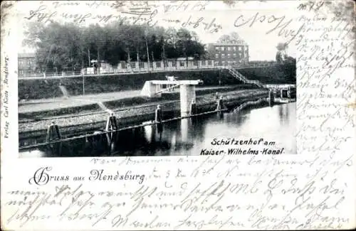 Ak Rendsburg in Schleswig Holstein, Schützenhof am Kaiser Wilhelm Kanal