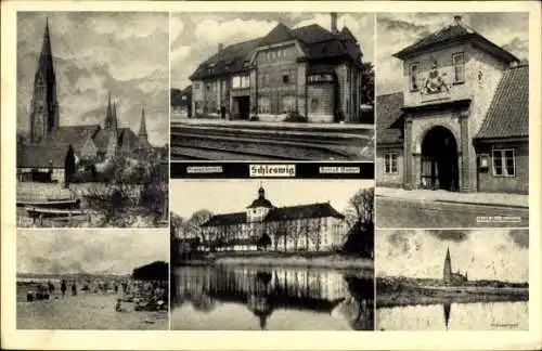 Ak Schleswig in Schleswig Holstein, Kreisbahnhof, Dom, Schloss Gottorf, Museum