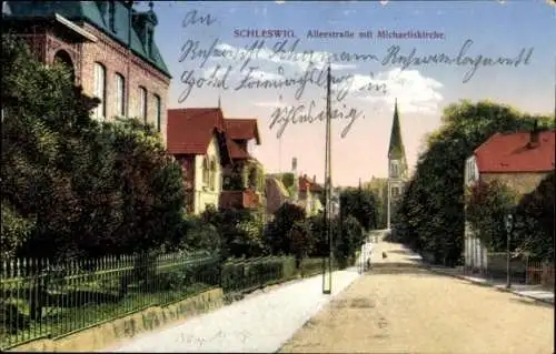 Ak Schleswig an der Schlei, Alleestraße mit Michaeliskirche