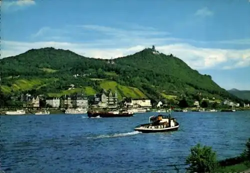 Ak Königswinter am Rhein, Panorama, Drachenfels, Schiffe