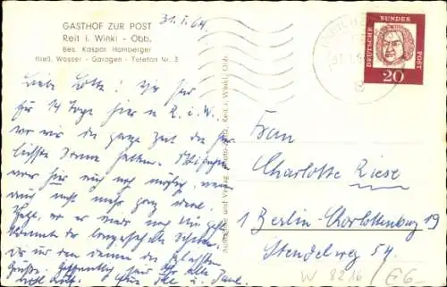 Ak Reit im Winkl Oberbayern, Gasthof zur Post, Winter