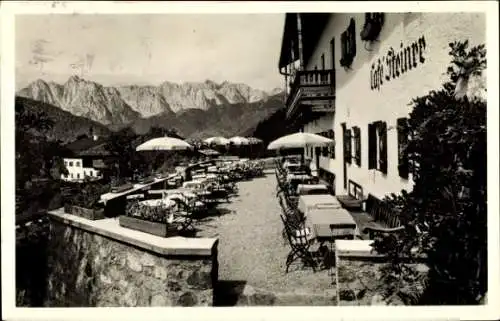 Ak Reit im Winkl Oberbayern, Cafe Steiner, Terrasse mit Blick zum Wilden Kaiser