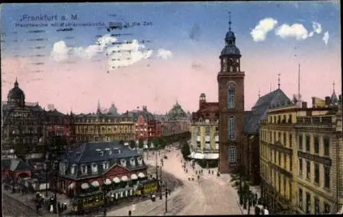 Ak Frankfurt am Main, Hauptwache mit Katharinenkirche, Zeil