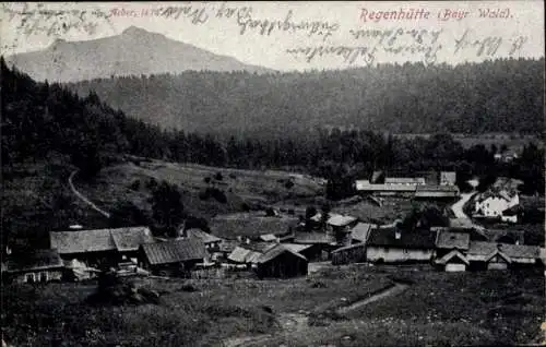 Ak Regenhütte Bayerisch Eisenstein im Bayrischen Wald Niederbayern, Gesamtansicht, Arber