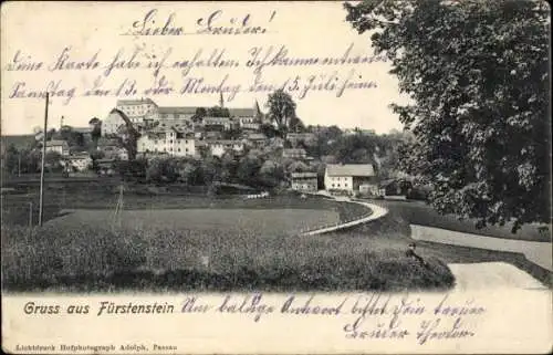 Ak Fürstenstein in Niederbayern, Stadtpanorama, Glockenturm