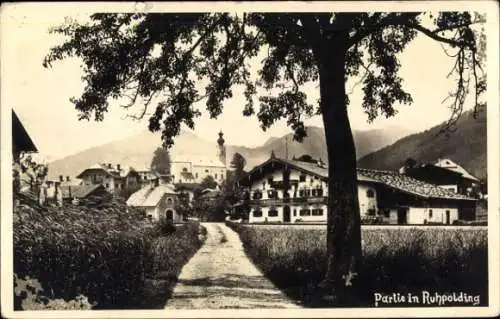 Foto Ak Ruhpolding in Oberbayern, Teilansicht, Feldweg