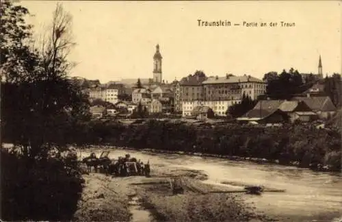 Ak Traunstein in Oberbayern, an der Traun