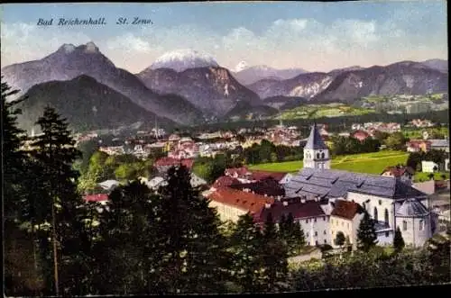 Ak Bad Reichenhall in Oberbayern, St. Zeno, Panorama